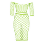 Long Sleeve Crop Top and Long Skirt - Plus Size - Neon Green