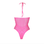 Body met Halternek - Plus Size - Neon Roze