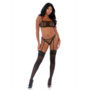 Keep Me Caged Net Balcony Lingerie Set - M - Black