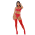 To The Neck - Vinyl Lingerie Set - L - Red_