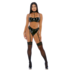 To The Neck - Vinyl Lingerie Set - M - Black_