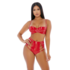 Strings Attached - Vinyl Lingerie Set - XL - Red_