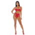 Strings Attached - Vinyl Lingerie Set - XL - Red_