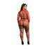 Glanzende Open-Back Bodysuit met PU Leren Garters - Plus Size - Rood/Goud Glitter_