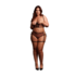 Two Piece Set with Underwired Open-Cup Bra and Panty with Laced Up Details - Plus Size - Black_