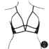 Open Cup Triangle Bra with Lace and Adjustable Sliders - One Size - Black_