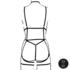 Strappy Open Cup Body Harness with Garters - One Size - Black_