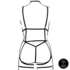 Strappy Open Cup Body Harness with Garters - Plus Size - Black_