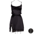 Open Back Silk Dress with Criss Cross Details and Slit - One Size - Black_