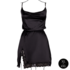 Open Back Silk Dress with Criss Cross Details and Slit - Plus Size - Black_