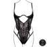 Lace Underwired Open Cup Bodysuit with Adjustable Sliders - One Size - Black_