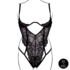 Lace Underwired Open Cup Bodysuit with Adjustable Sliders - Plus Size - Black_